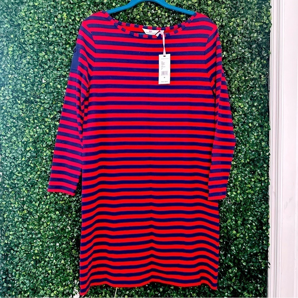 Vineyard Vines Long-Sleeve Red Stripe Knit Dress Size M